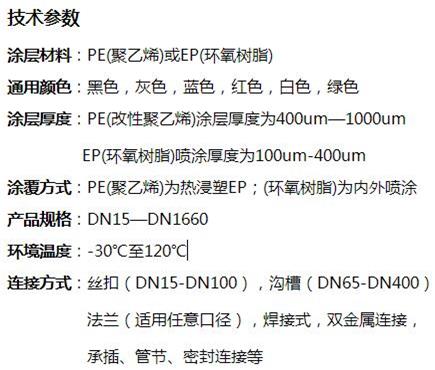 达州外PE内EP涂塑钢管技术参数